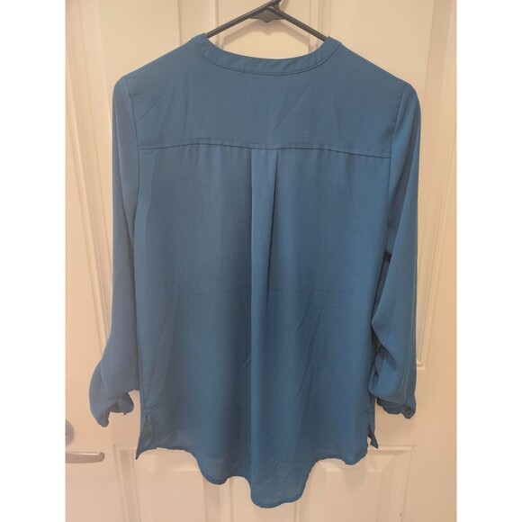 Sheer Green Tunic Top Blouse Long Sleeve Loose Fit l Womens Size Small - Picture 2 of 8